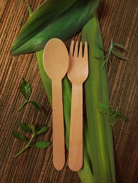 Tenedor de cuchara de madera ecológico desechable