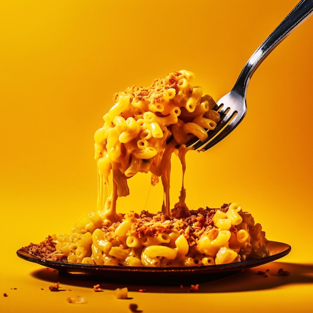 Tenedor levantando un delicioso plato de macarrones y queso imagen de stock fácil de encontrar con IA generativa