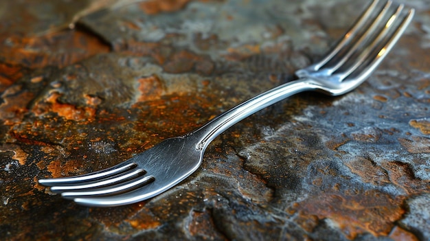Foto el tenedor de pasta de acero inoxidable es un fondo visual