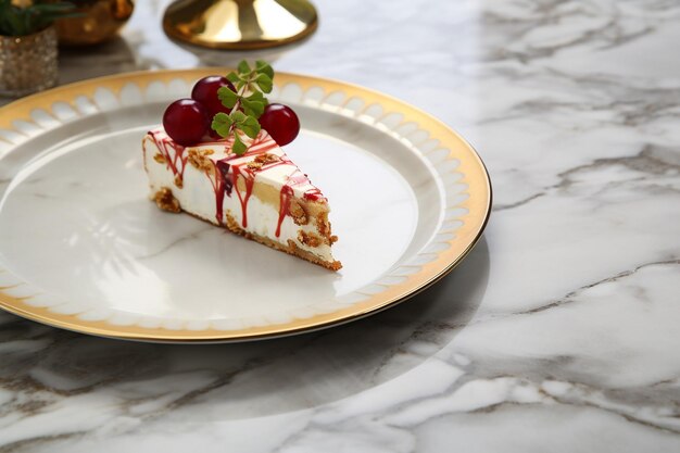 Foto un tenedor y una rebanada de pastel en un plato blanco