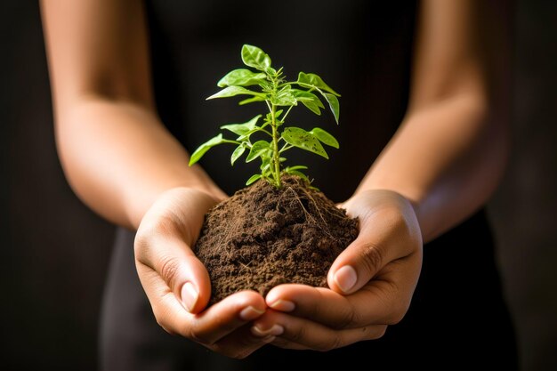 Teniendo la planta en la mano