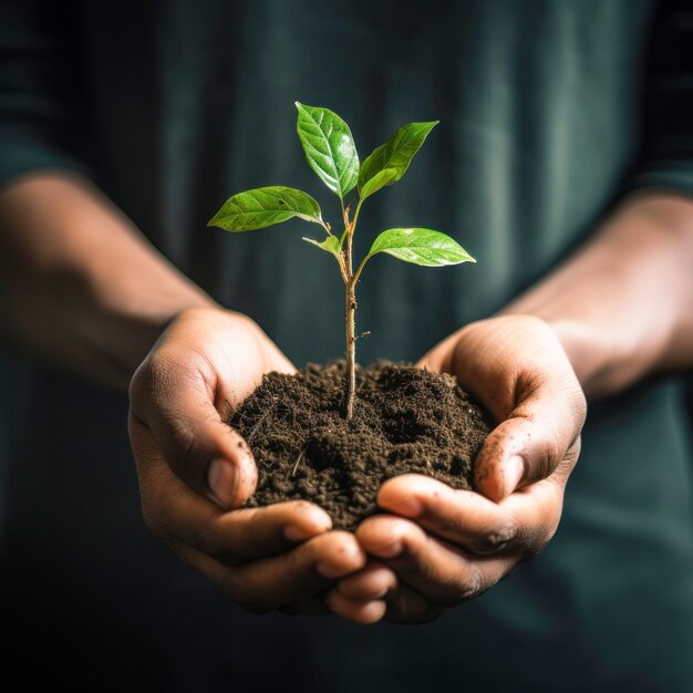 Teniendo la planta en la mano