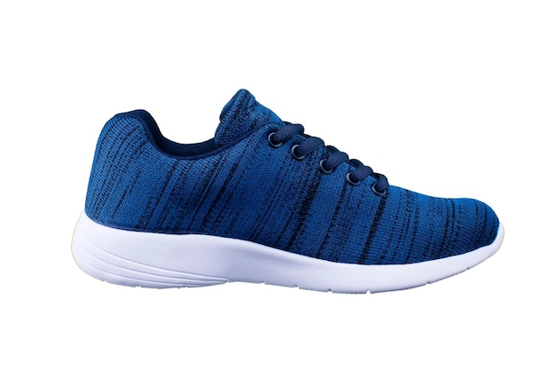 Tênis azul vista lateral de sapatos esportivos