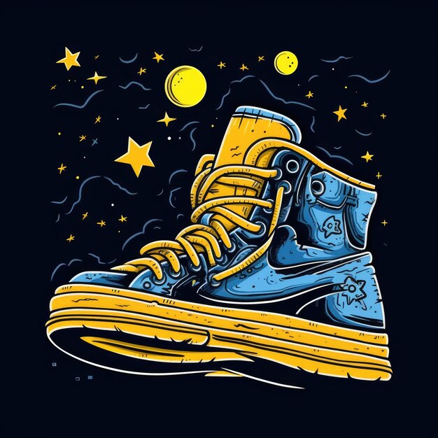 tênis Converse tshirt design vetorial maquete imprimível isolado em tatuagem de adesivo preto