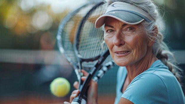 tenis recreativo para mujeres mayores que se mantienen activas y alegres en la jubilación