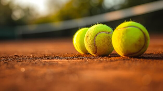 Tennisbälle auf einem Tonplatz