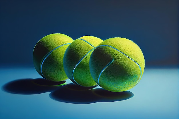 Tennisbälle auf zweifarbigem blauem Hintergrund Generative Ai