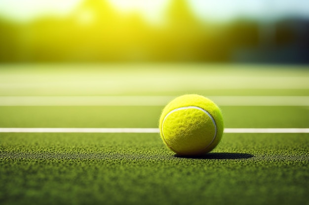 Tennisball auf dem Spielfeld Hintergrund Generative von Ai