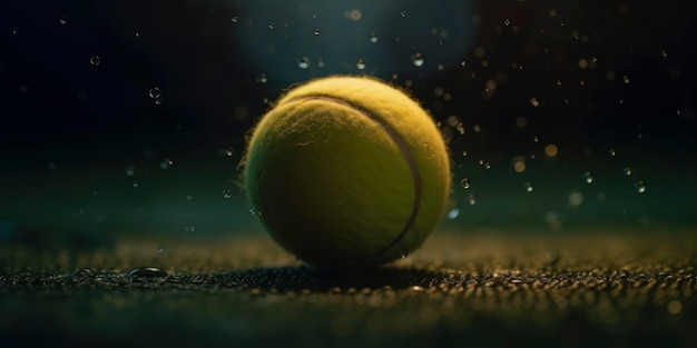 Tennisball auf dunklem Hintergrund AI generiert