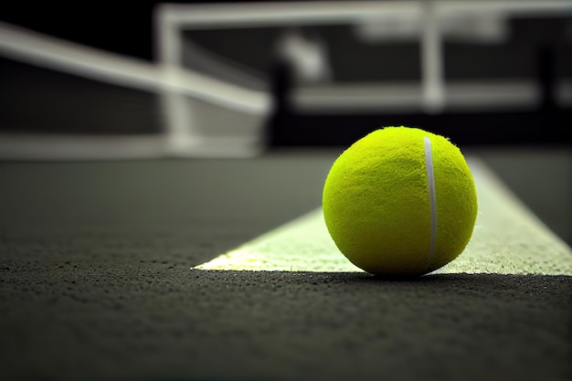 Tennisball auf unscharfem Netzhintergrund Generative Ai