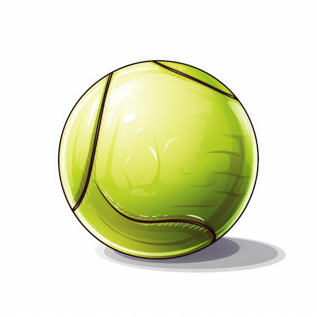 Foto tennisball-cartoon-stil, einzelner weißer hintergrund, ki generiert