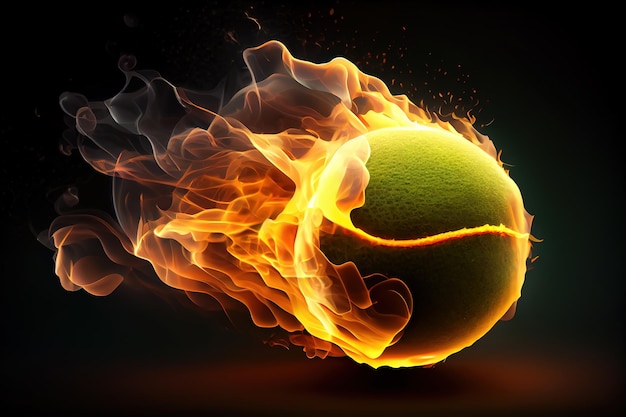 Tennisball in Flammen Generative KI