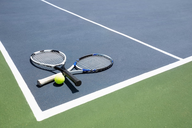 Tennisschläger und Ball vor Gericht