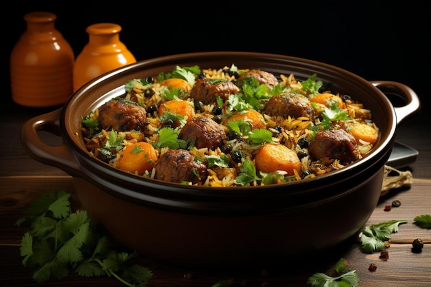 Tentación Veg Kofta Biryani En fondo blanco fotografía de imágenes de Biryani