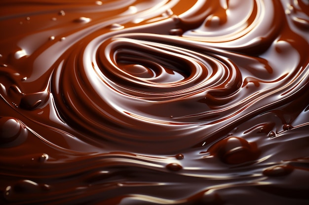 Tentador deleite um close de um delicioso fundo de redemoinho de chocolate derretido
