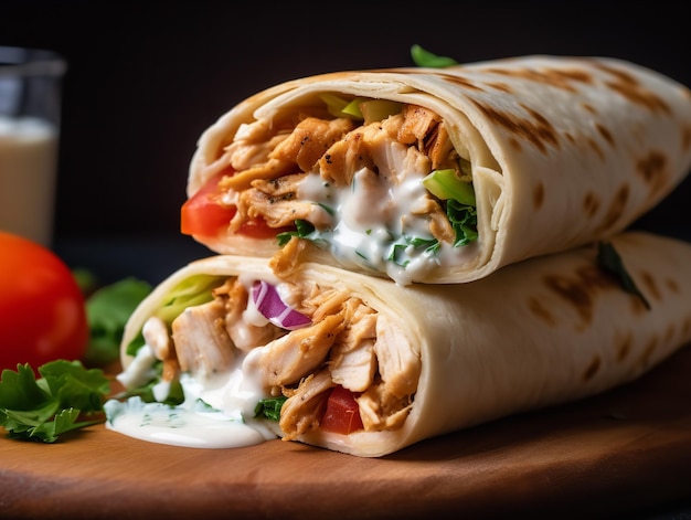 El tentador sabor de un wrap de pollo con shawarma