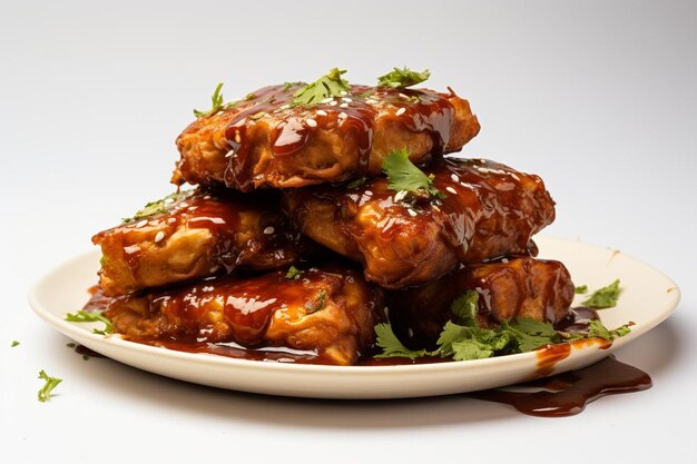 Foto tentador tamarindo chutney masala pan pakora sobre un fondo blanco pan de comida rápida muy popular