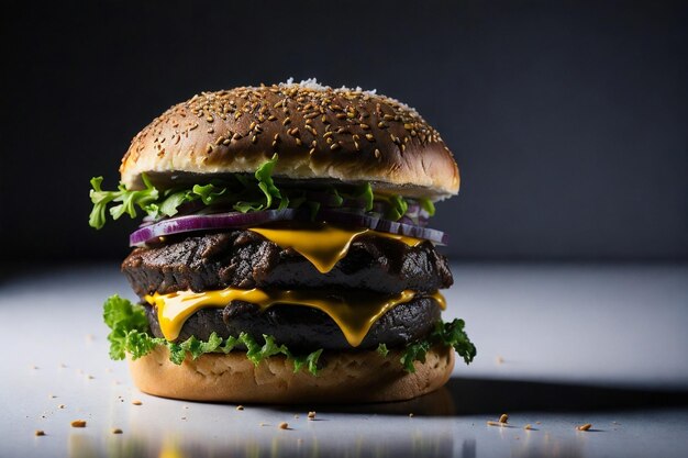 Tentadora hamburguesa tradicional de queso con lechuga