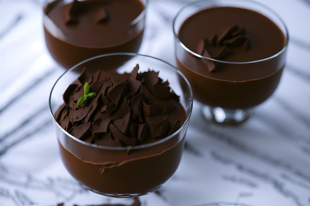 Una tentadora porción de mousse de chocolate con cacao puro perfectamente cremoso y con un sabor inolvidable Generado por IA