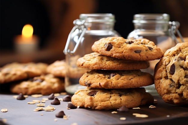 Tentadoras golosinas sin gluten, galletas de avena con mantequilla de maní y chispas de chocolate