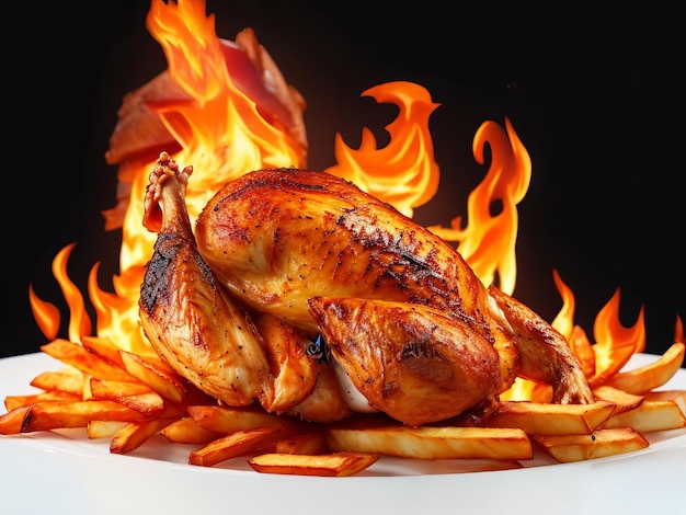 Tentadoras imágenes de pollo asado suculento IA generativa