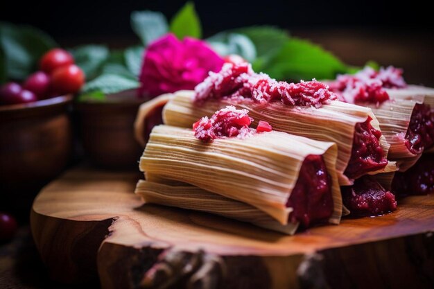 Los tentadores tamales de ruibarbo de fresa