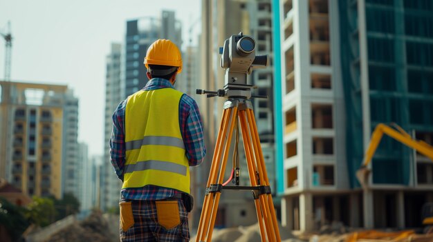 Foto el teodolito de ascenso arquitectónico en acción