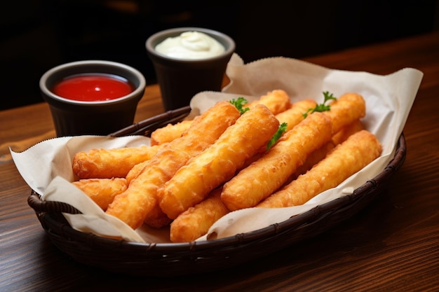 Foto tequeos crispy cheese sticks en pastelería de masa un favorito de la fiesta