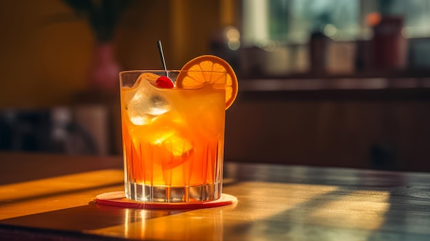 Foto tequila amanecer naranja cóctel de verano cóctel exótico sabroso