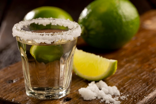 Tequila mit Limette und Salz