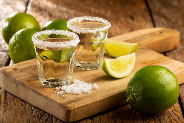 Tequila mit Limette und Salz