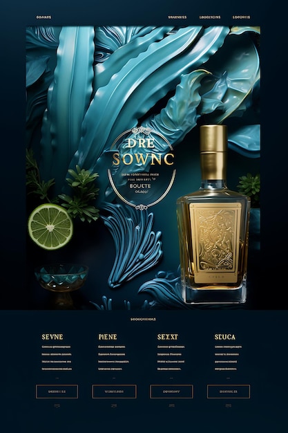 Tequila Premium de colores con una lujosa paleta de oro y azul Agave ideas de diseño de conceptos creativos