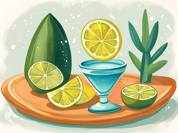 tequila suculenta rebanada de sal de lima plato de agave