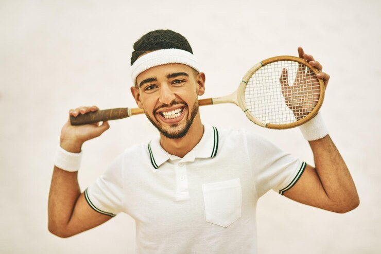 Foto ter raquete vai jogar squash foto de um jovem confiante em uma quadra de squash