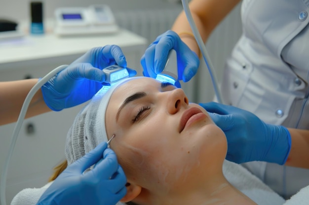 Foto terapia de microcorrentes para beleza e cuidados com a pele em salões