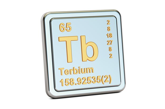 Terbio Tb elemento químico signo representación 3D