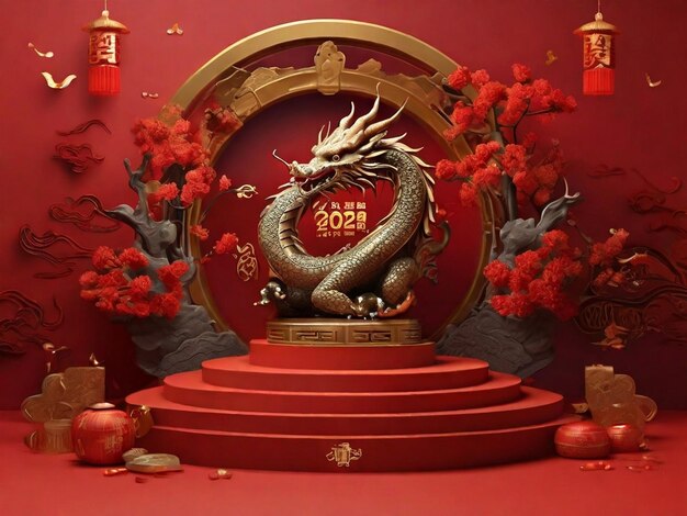 Tercera etapa de la ronda del podio para el feliz año nuevo chino 2024