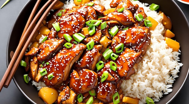 Teriyaki-Huhn mit Reis generative Kunst von AI