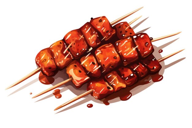 Foto teriyaki skewers-ikonen auf weißem hintergrund