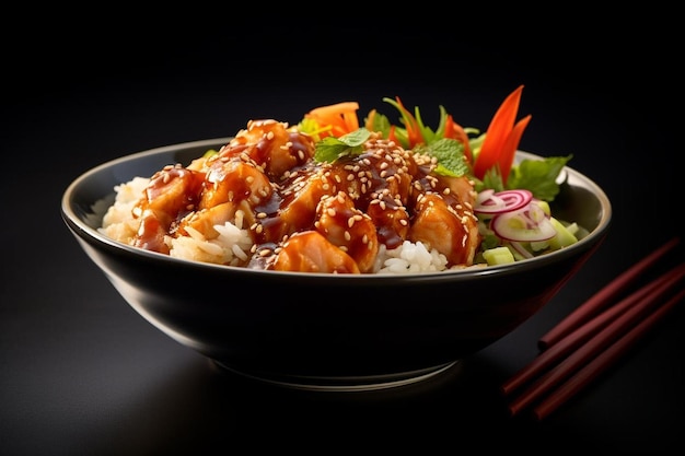 Teriyaki de soja y mariscos Donburi Sensación