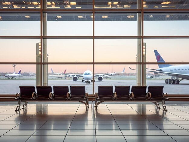 Foto terminal do aeroporto sem pessoas de fundo um terminal vazio lounge de embarque