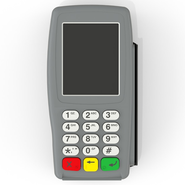 Terminal terminal de pagamento com cartão terminal POS isolado no branco