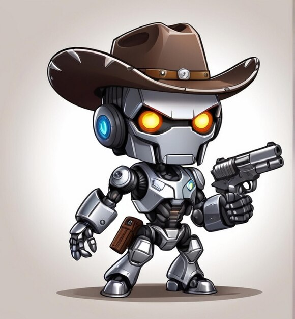 Terminator Robot Cowboy chibi estilo de jogo móvel