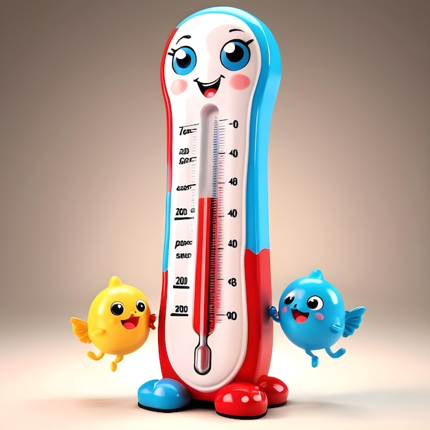 Foto termómetro médico de dibujos animados en 3d