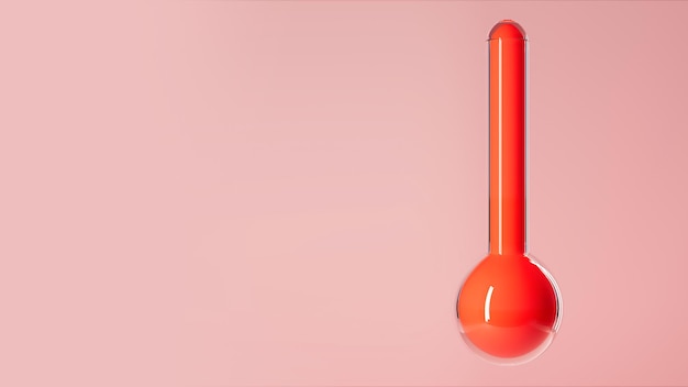 Termómetro nivel máximo de calor temperatura de color rojo señal de peligro ilustración 3d