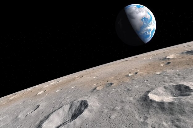 Terra azul vista da superfície da Lua