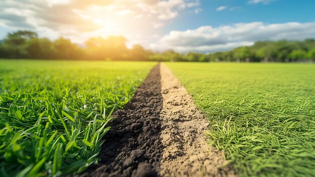 Terra com solo seco e rachado e campo verde deserto fundo de aquecimento global