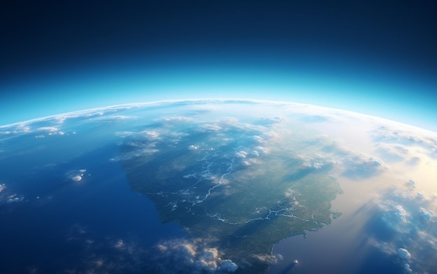 Terra com superfície geográfica realista e atmosfera de nuvem 3D orbital