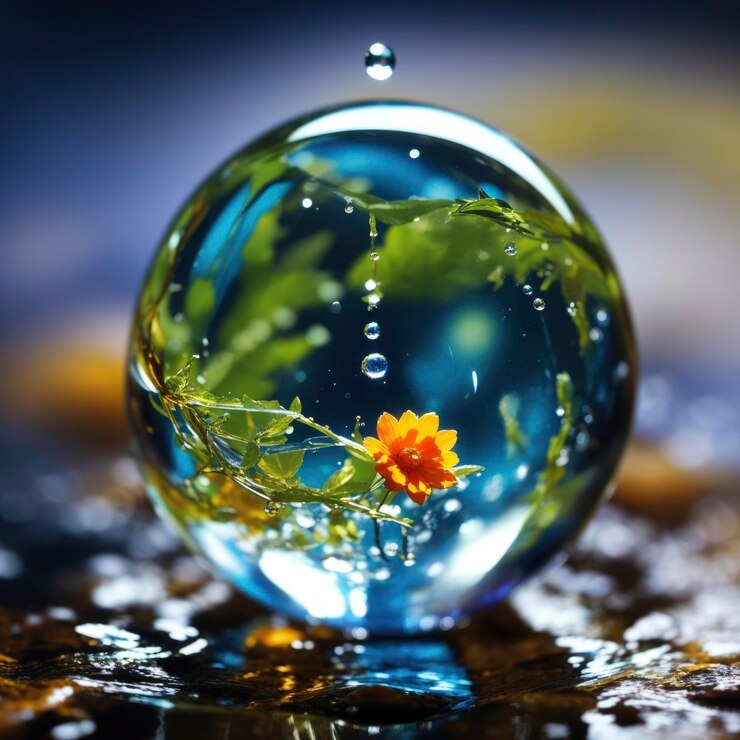 Foto terra dentro de uma gota de água