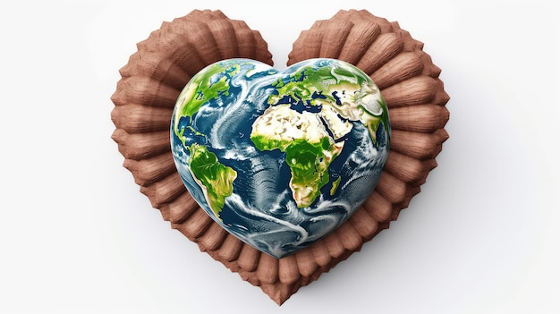 Terra em forma de ilustração realista de foto de coração